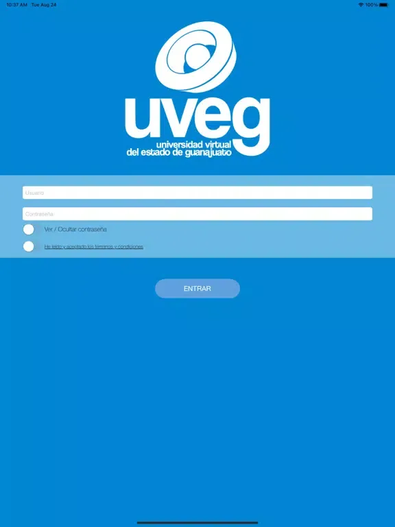 Ảnh chụp màn hình của Campus Virtual Móvil Uveg iPad 