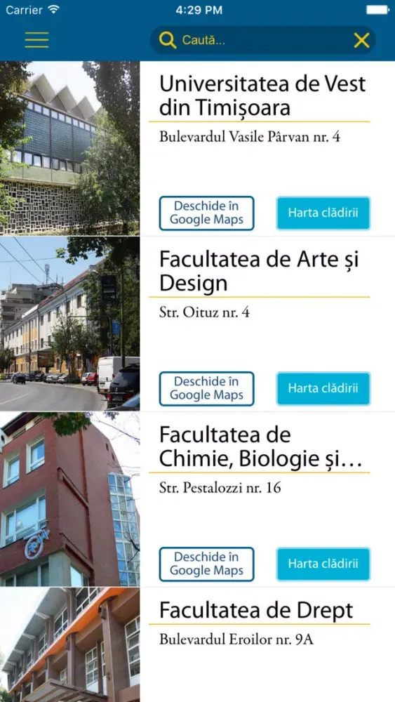 Capturas de tela do Universitatea de Vest Timisoara