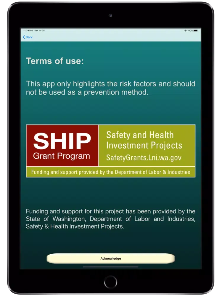 Ergonomics Risk Assessment App iPad  스크린샷