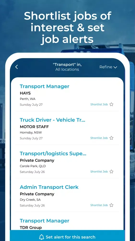 Zrzuty ekranu Road Transport Careers