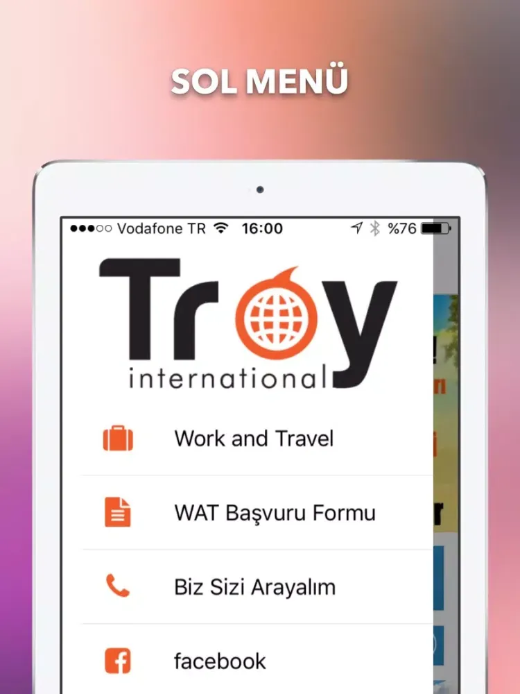 Tangkapan layar Troy International iPad 