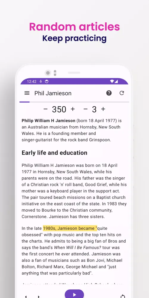 Screenshot di Speed Reading