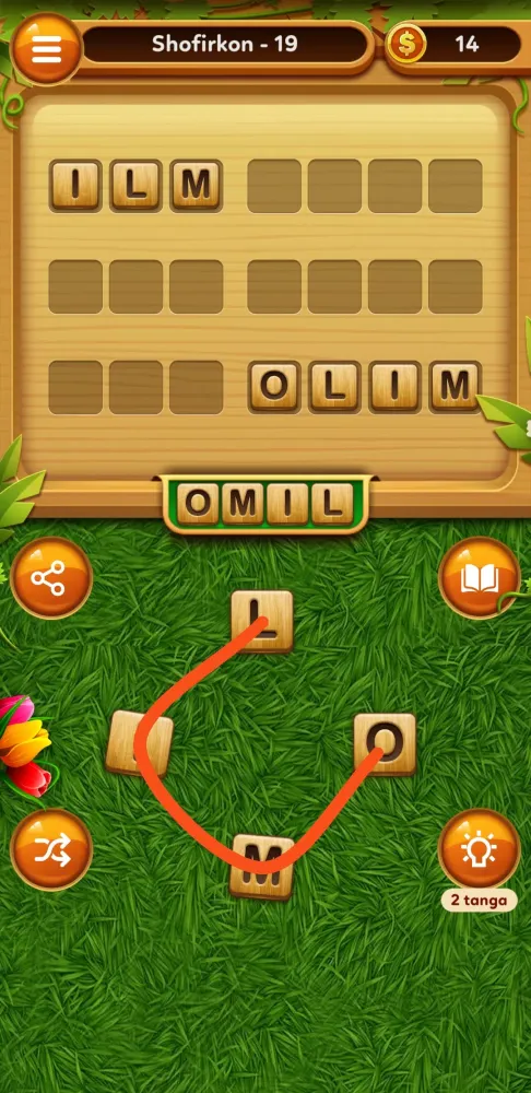 Ảnh chụp màn hình của Soʼz Oʼyini Lotin