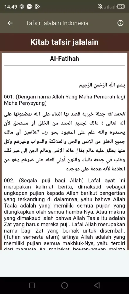 Screenshot di Tafsir jalalain & Terjemah