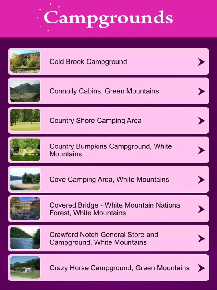 Zrzuty ekranu New Hampshire Campgrounds and RV Parks iPad 