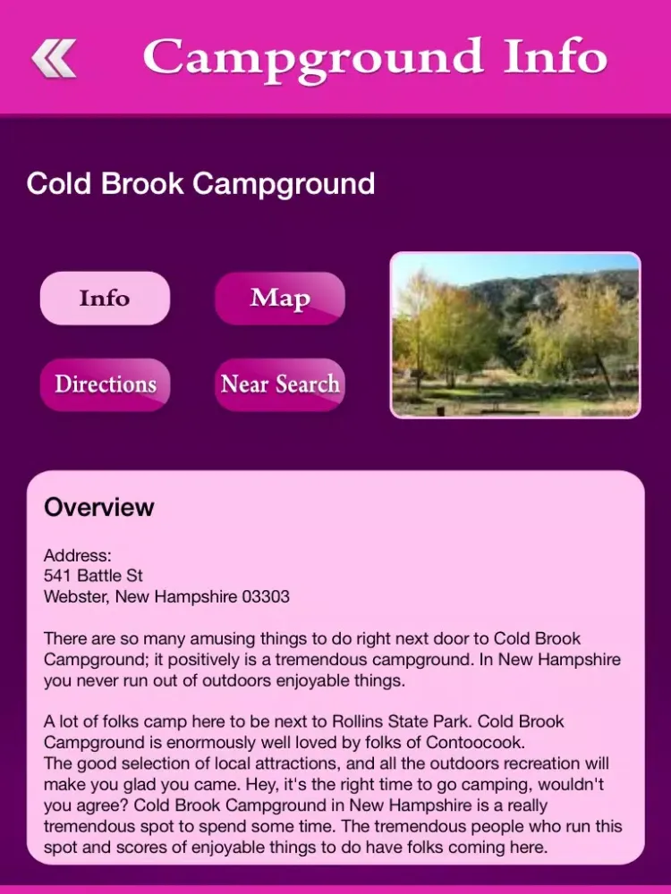 Zrzuty ekranu New Hampshire Campgrounds and RV Parks iPad 
