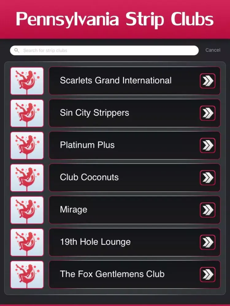 Скриншоты Pennsylvania Strip Clubs & Night Clubs iPad 