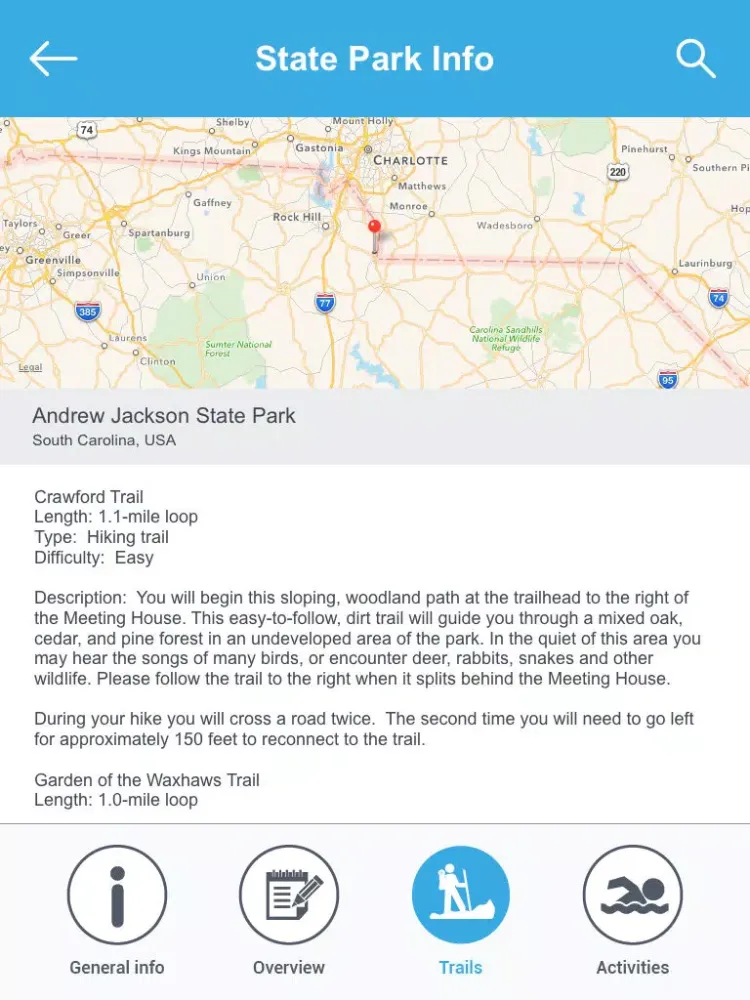 Ảnh chụp màn hình của South Carolina State Parks & National Parks iPad 
