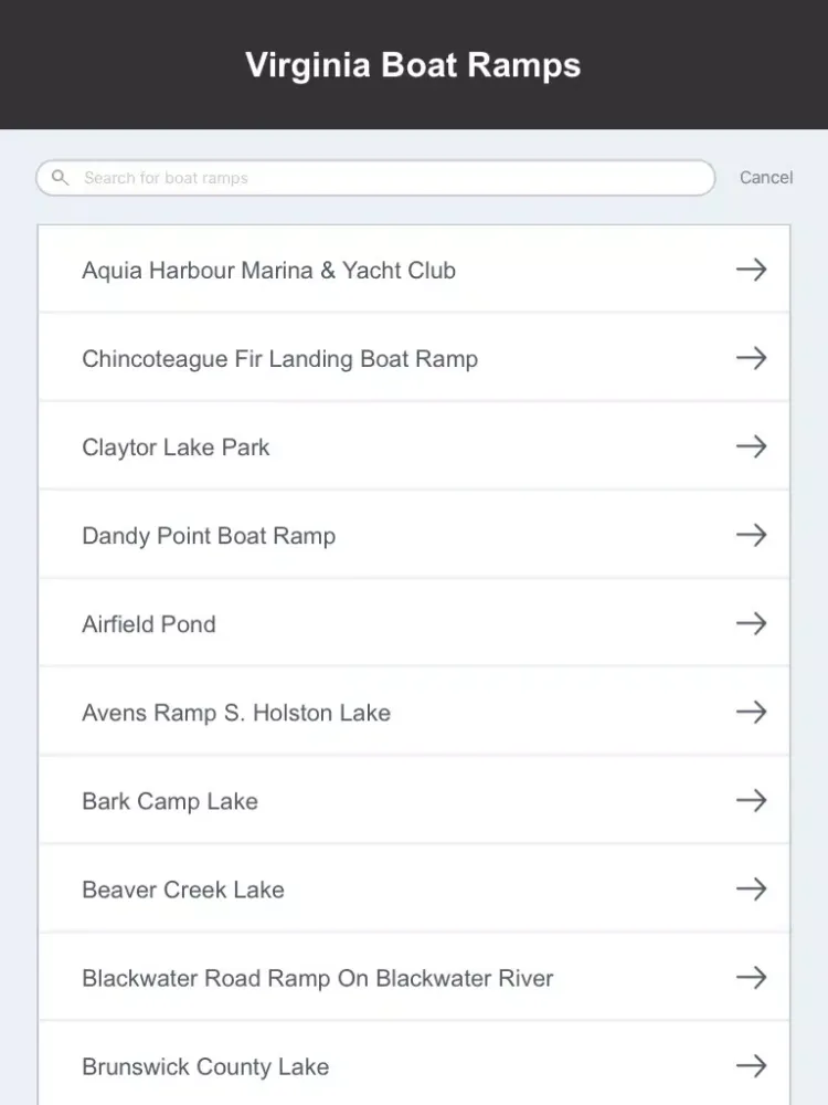 Virginia Boat Ramps & Fishing Ramps iPad  Screenshots