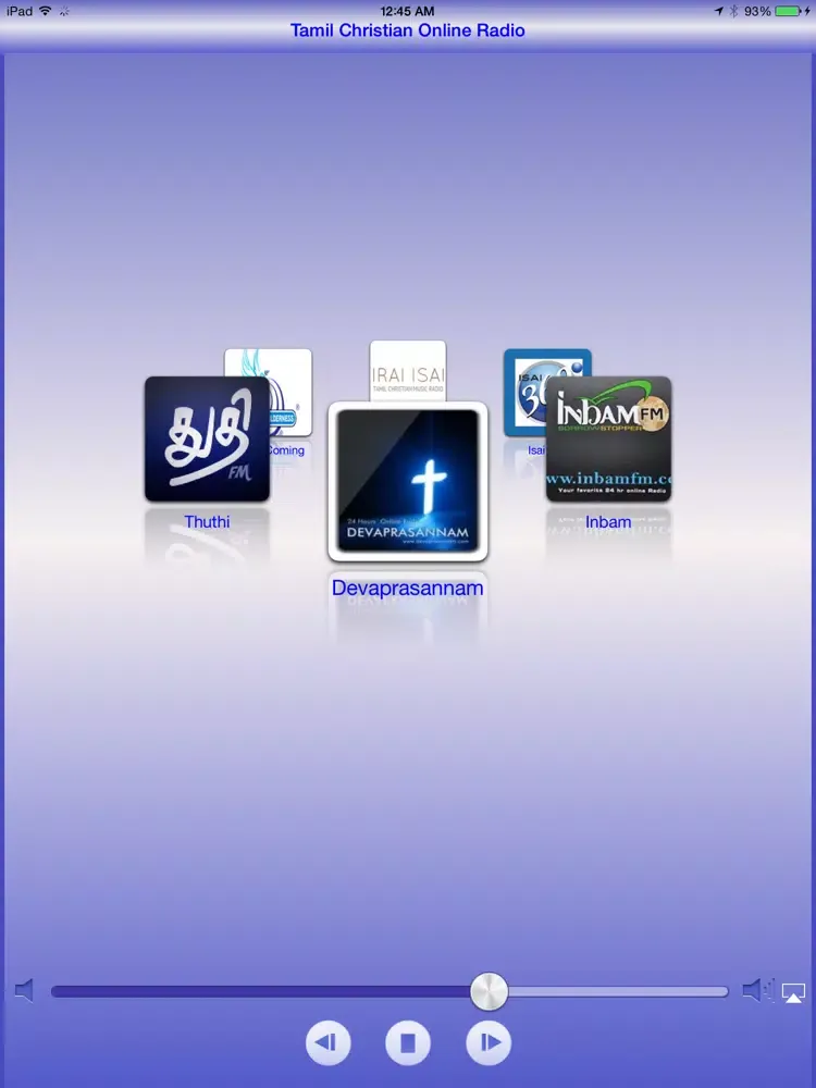 Tangkapan skrin Tamil Christian Online Radio iPad 