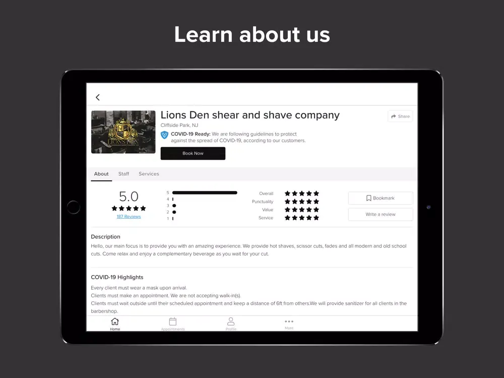 Capturas de pantalla de Lions Den Shear and Shave Co. iPad 