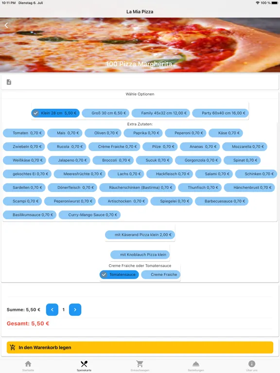 Capturas de tela do La Mia Pizza iPad 