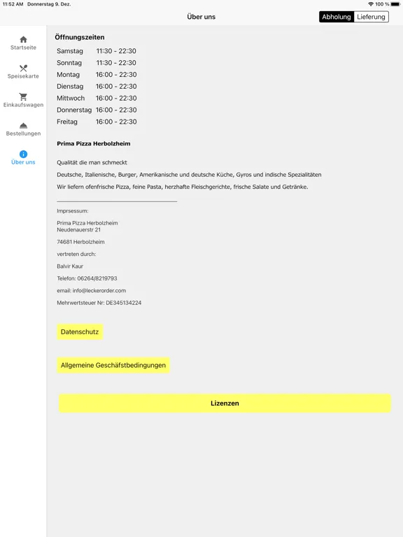 Prima Pizza Herbolzheim iPad  Ekran Görüntüleri