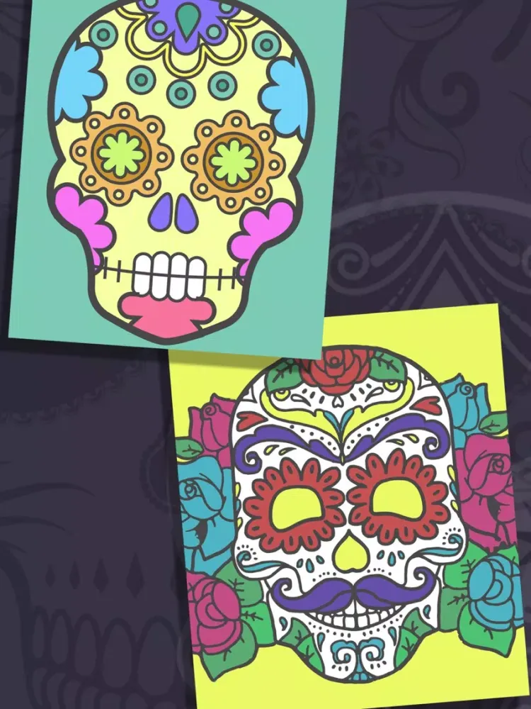 Captures d'écran de Sugar Mexican skull coloring for adults - Pro iPad 