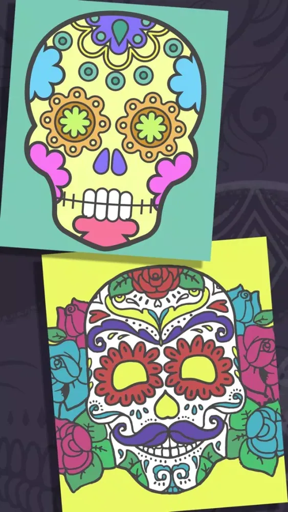 Captures d'écran de Sugar Mexican skull coloring for adults - Pro