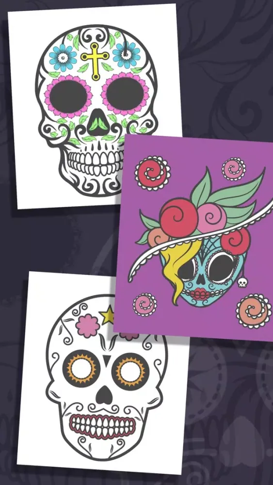 Captures d'écran de Sugar Mexican skull coloring for adults - Pro