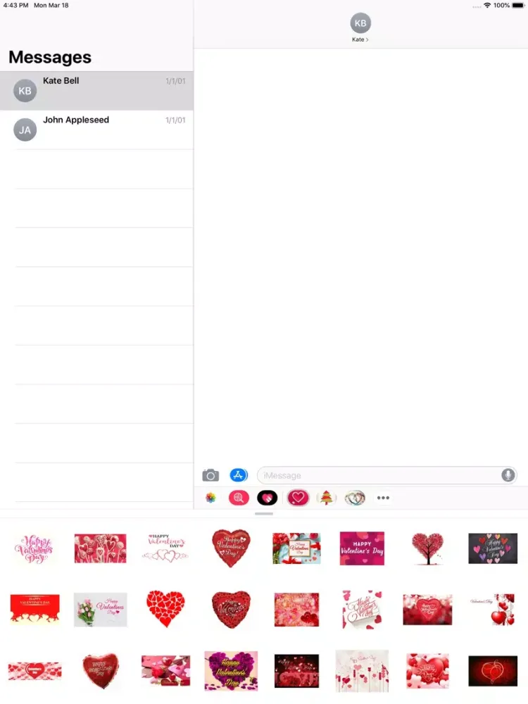 Valentine Stickers - Messages iPad  स्क्रीनशॉट