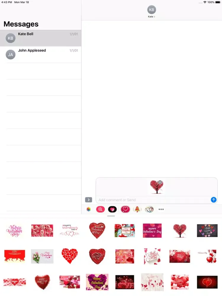 Valentine Stickers - Messages iPad  स्क्रीनशॉट