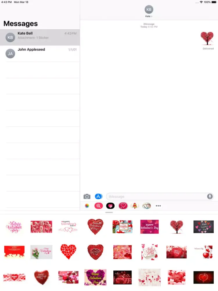 Valentine Stickers - Messages iPad  स्क्रीनशॉट