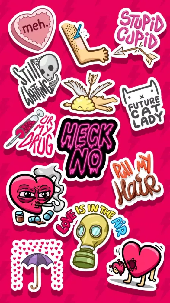 Love Hate Valentine's Sticker স্ক্রিনশট
