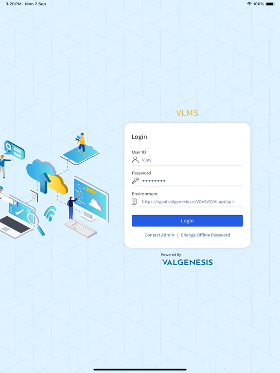 ภาพหน้าจอของ ValGenesis VLMS 4.2 PS1 iPad 