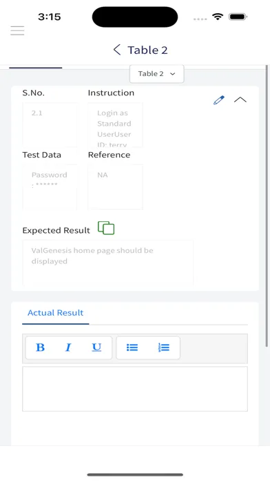 ภาพหน้าจอของ ValGenesis VLMS 4.2 PS1