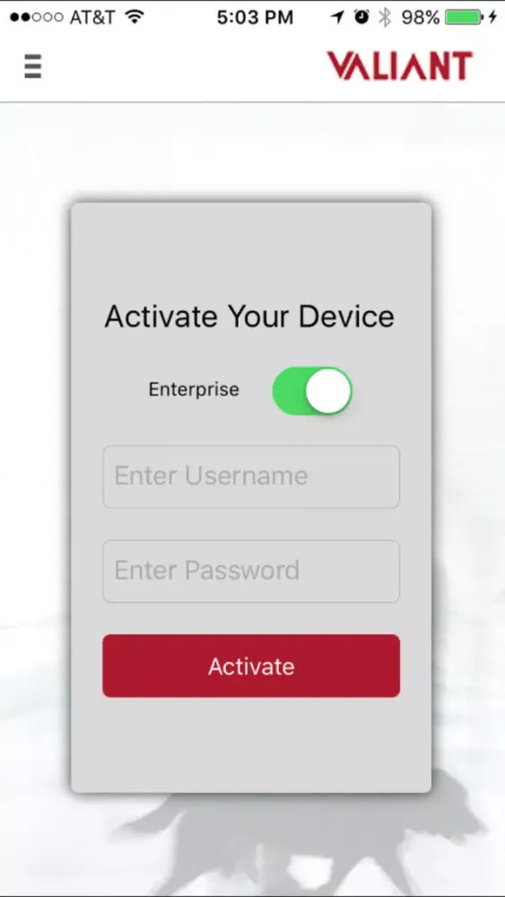 Tangkapan layar Valiant ESS Mobile