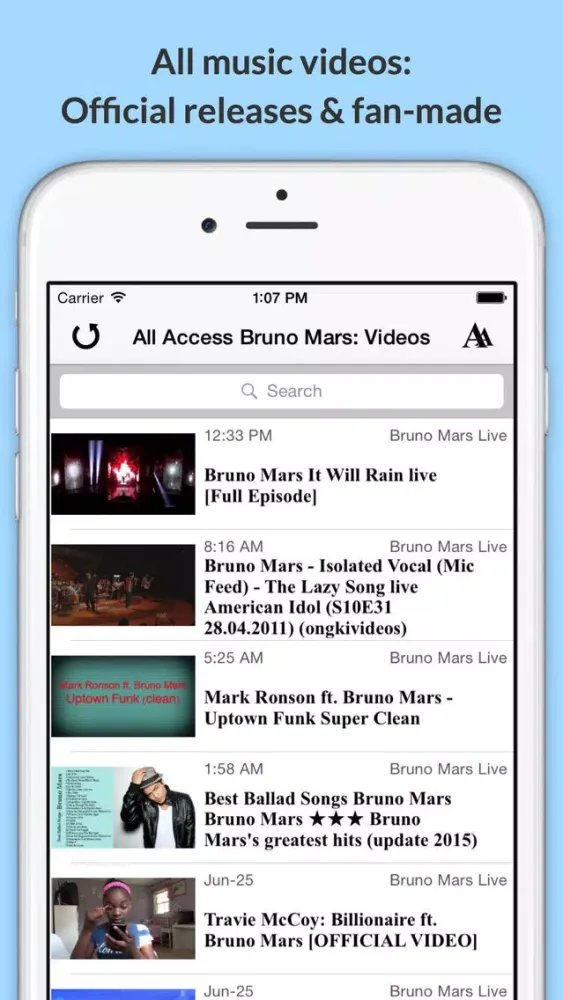 Capturas de tela do All Access: Bruno Mars Edition - Music, Videos, Social, Photos, News & More!