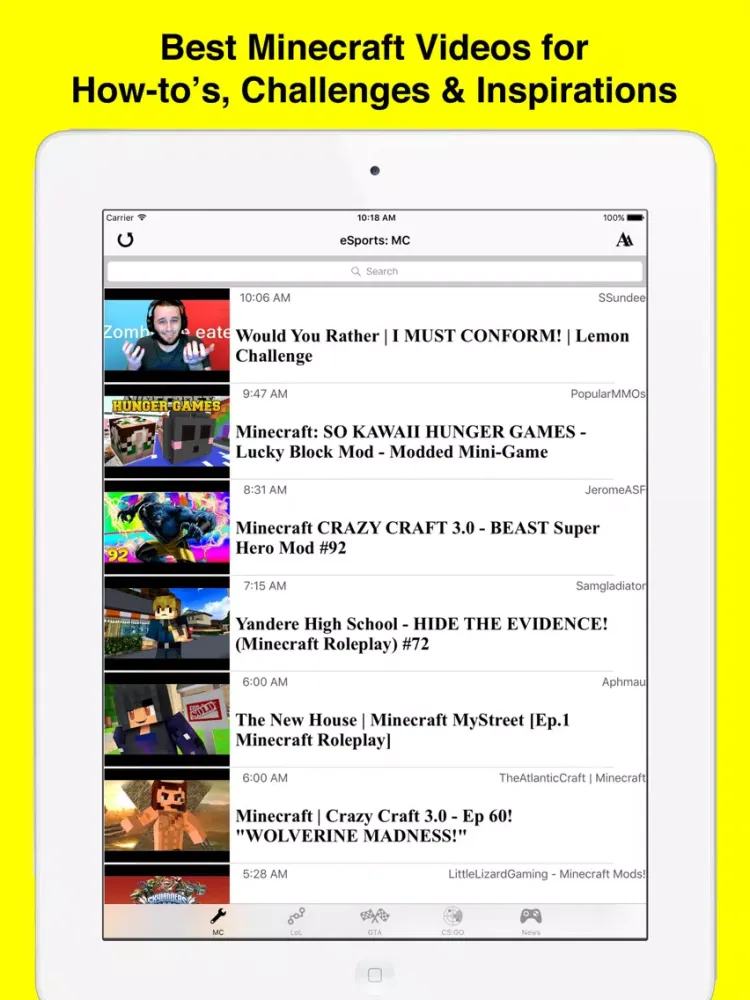 Capturas de pantalla de eSports: Latest LoL, MC, GTA 5 & CS:GO Videos & More! iPad 