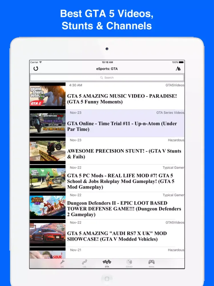Capturas de pantalla de eSports: Latest LoL, MC, GTA 5 & CS:GO Videos & More! iPad 
