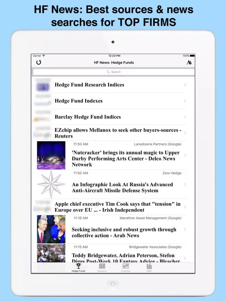 HF News: Latest Hedge Fund & Alternative Investment News iPad  Screenshots