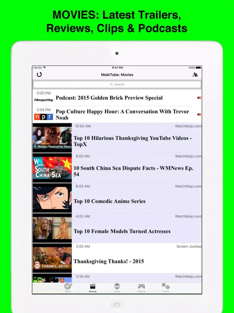 MobiTube: Best Videos on Music, Movies, Games, Funny Stuff & More! iPad  Screenshots