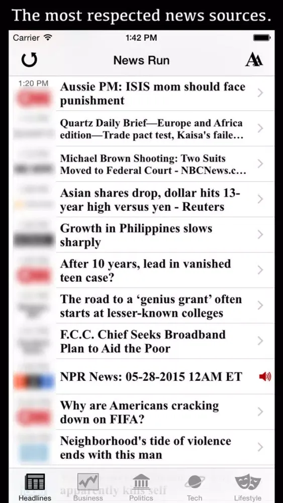 Ảnh chụp màn hình của Daily Planet One: Please download our updated app, 'News Run' instead.