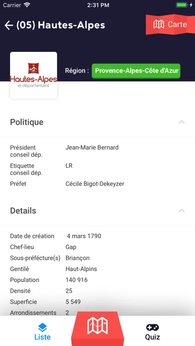 Les Départements App Originale Screenshots