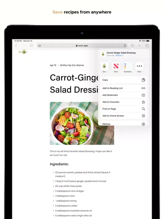 Capturas de pantalla de Avoc Recipe Manager iPad 