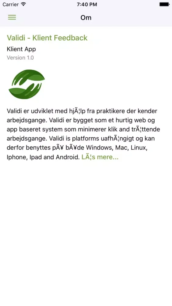 Ảnh chụp màn hình của Validi Feedback