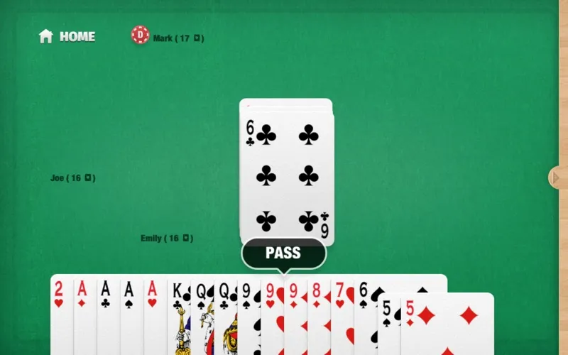 ภาพหน้าจอของ President card game