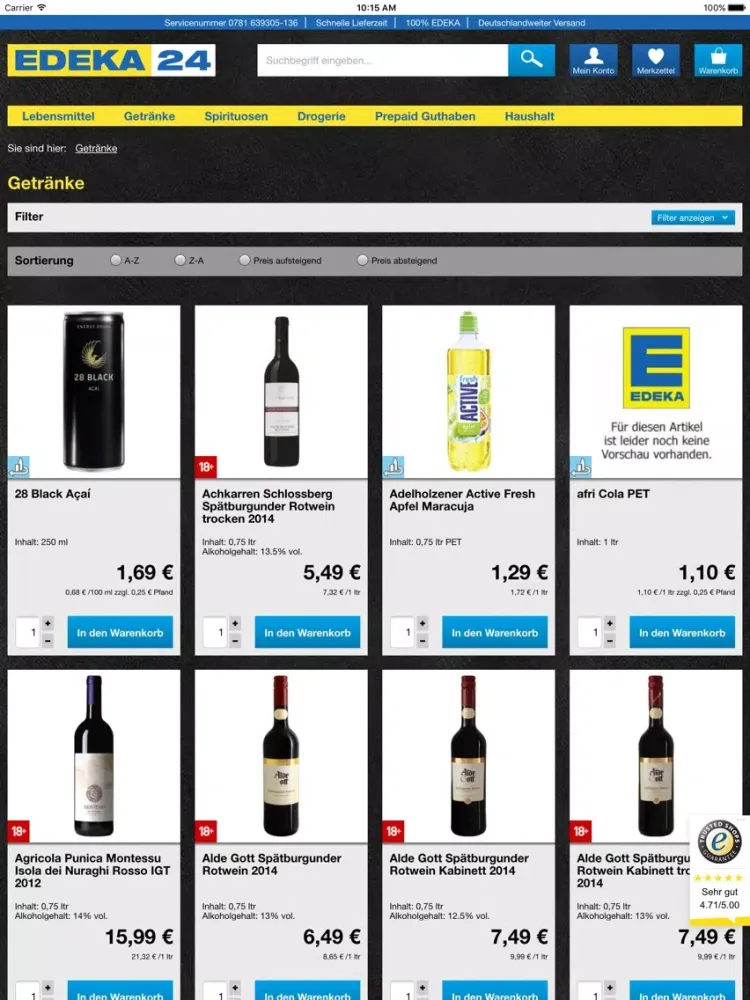 Captures d'écran de EDEKA24 | Online-Supermarkt iPad 