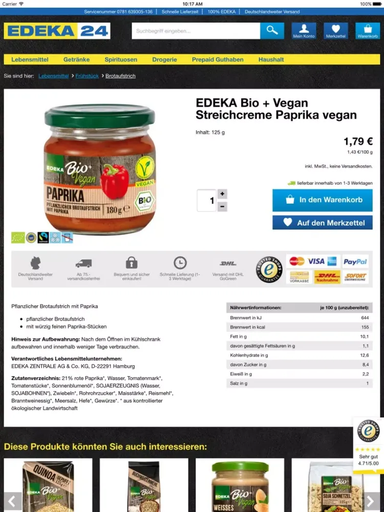 Captures d'écran de EDEKA24 | Online-Supermarkt iPad 
