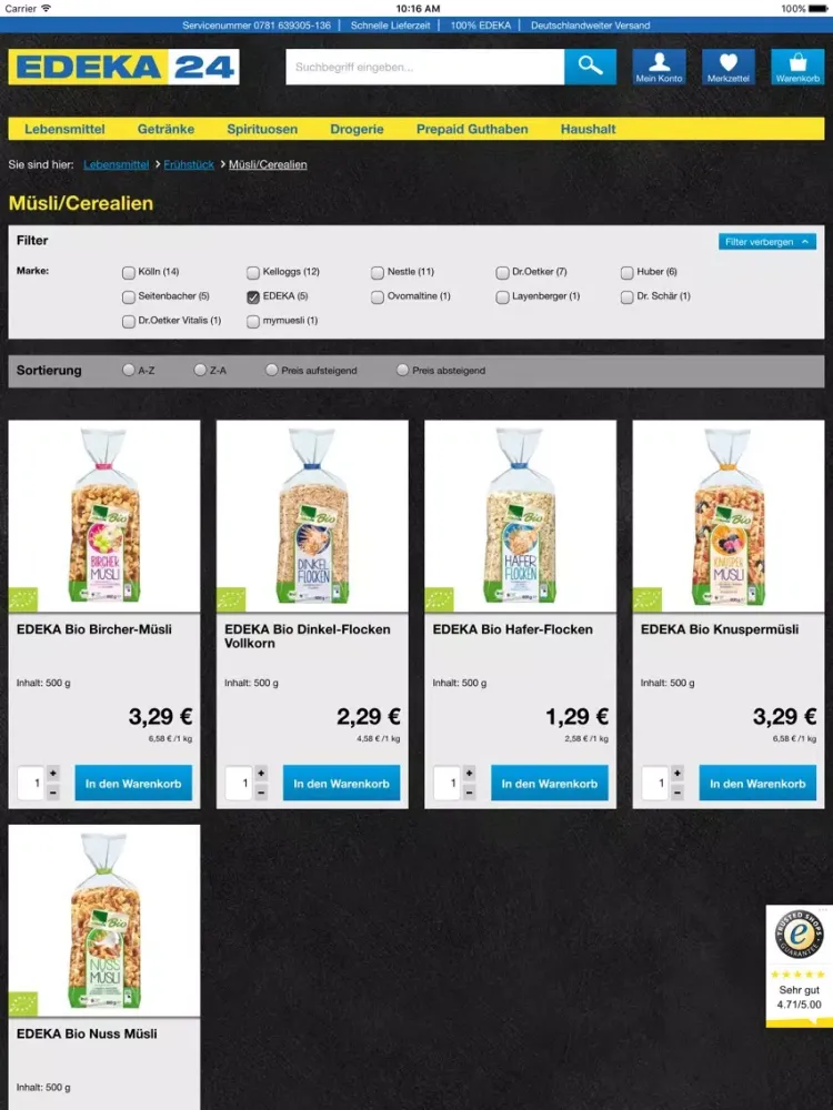 Captures d'écran de EDEKA24 | Online-Supermarkt iPad 