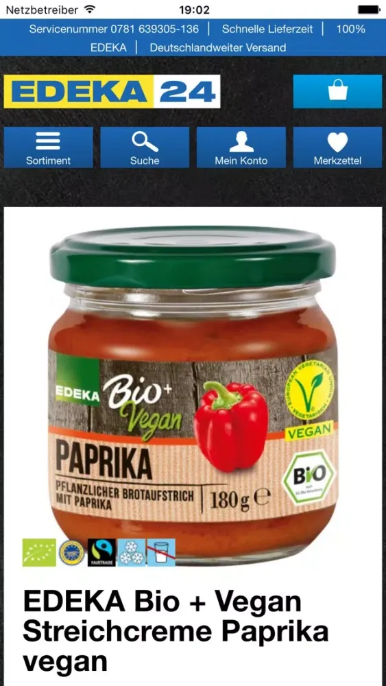 Captures d'écran de EDEKA24 | Online-Supermarkt