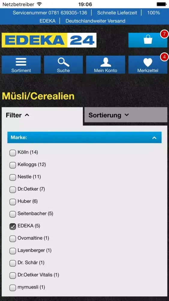 Captures d'écran de EDEKA24 | Online-Supermarkt