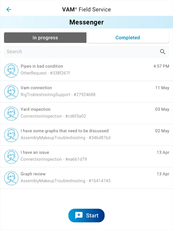 VAM Field Service App iPad  스크린샷