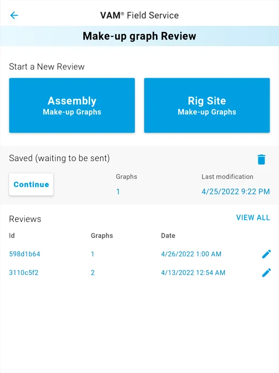 VAM Field Service App iPad  스크린샷