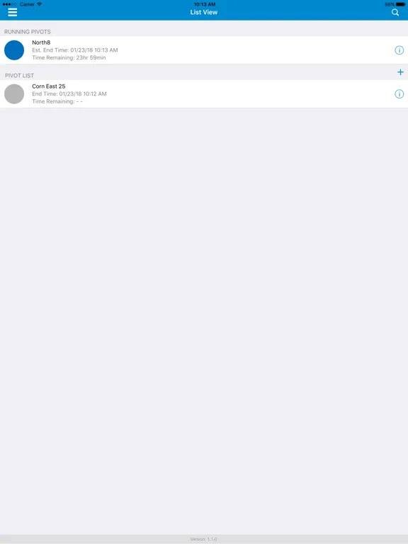 Zrzuty ekranu Valley Irrigation Run Time iPad 