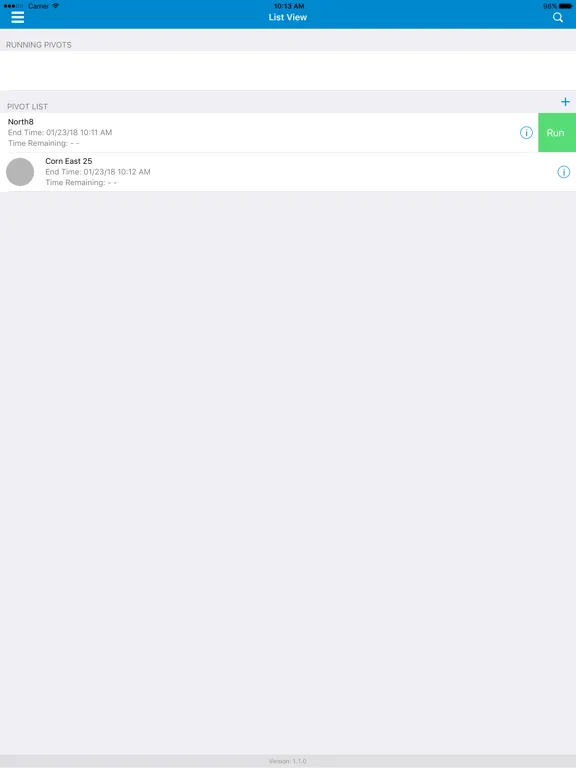 Zrzuty ekranu Valley Irrigation Run Time iPad 