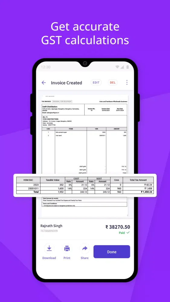 Zrzuty ekranu myBillBook Invoice Billing App