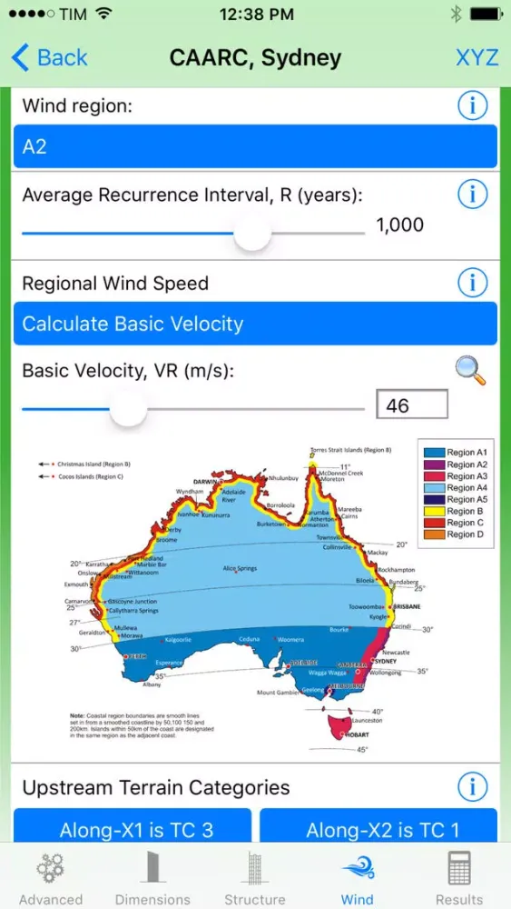 wool:AUS (Wind Code AS/NZS 1170.2 2011)應用截圖
