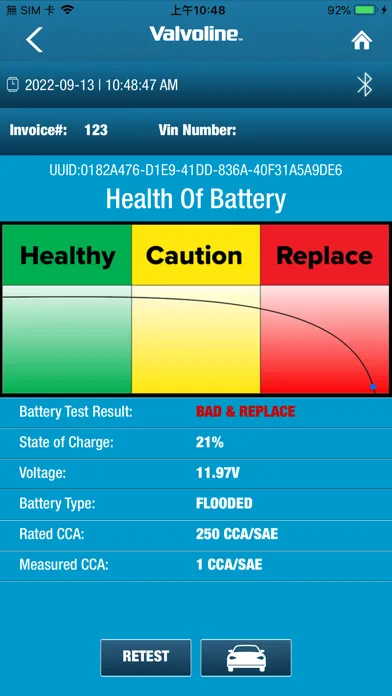 Tangkapan layar Valvoline Battery Tester