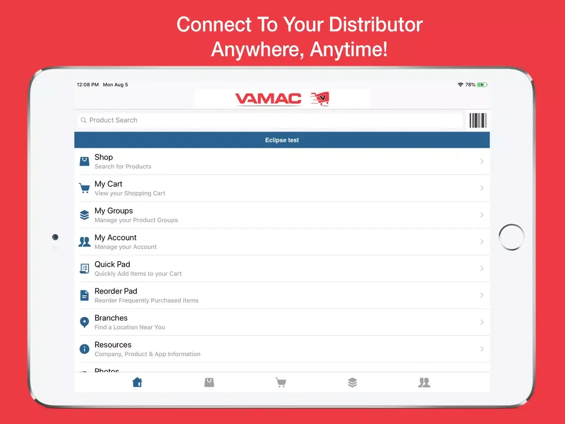 Tangkapan layar VAMAC Mobile iPad 